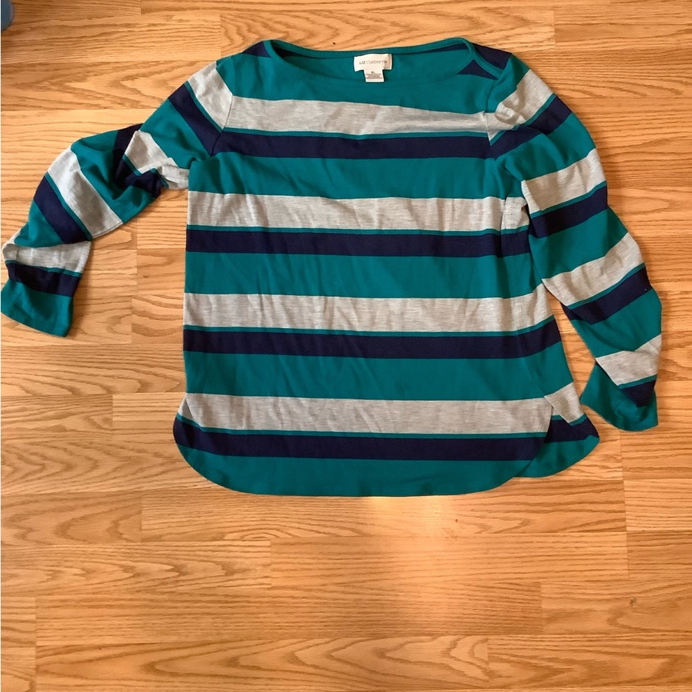 XL Liz Claiborne striped long sleeve top